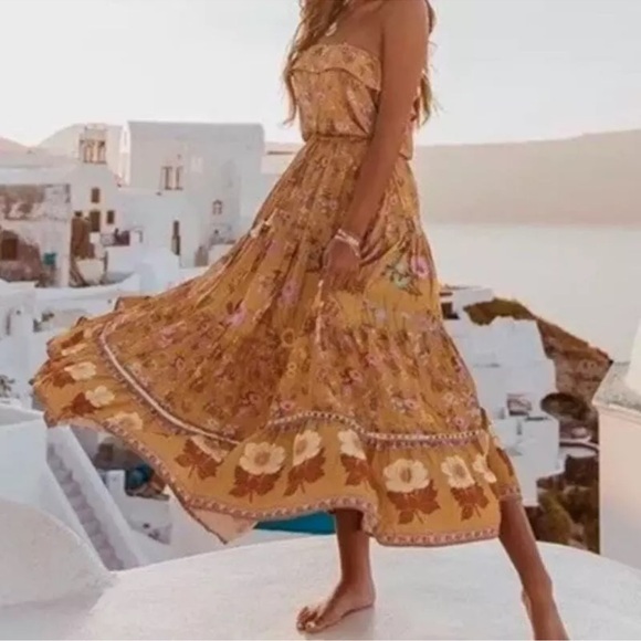 Spell & The Gypsy Women Small Yellow Bloom Maxi Dress - Picture 1 of 5